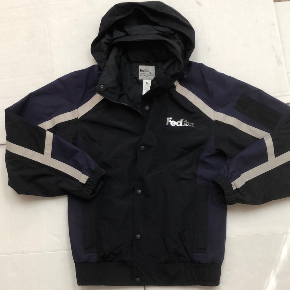 FedEx Employee Work Coat Jacket w/ Hood Size Small Stan Herman Designed